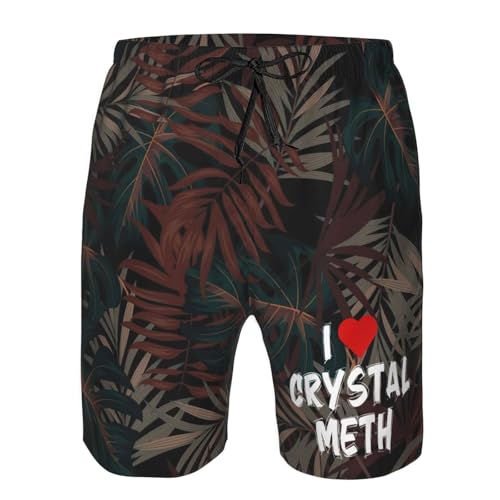 I Love-Heart Crystal Meth Mens Swimming Trunks Beach Shorts Quick Dry Board Short Funny Swimwear Bathing Suits,4