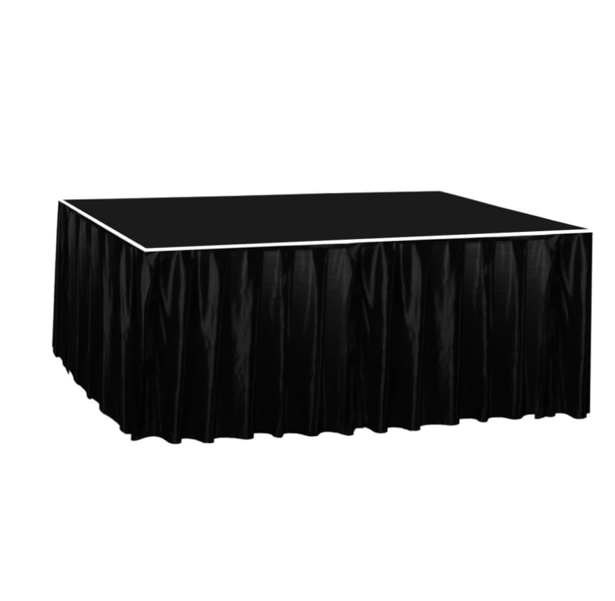 Anicuta 16ftx23inch Stage Skirt Portable Shirred Pleat Stage Skirt Stage Skirt Black is Suitable for Activities Displays Gifts Performances and Wedding Stages Easy To Store And Fold