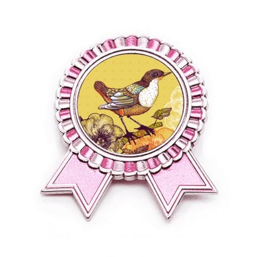 Broche oiseau rose motif croquis métal M : sublimez vos vêtements ternes sans effort