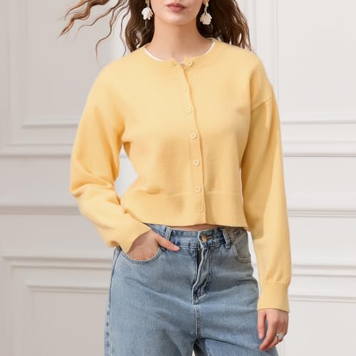 Image of Women's Cardigans Button Down Solid Color Knit Sweater Shirt Lady Lightweight Jackets Fall Winter Outfits