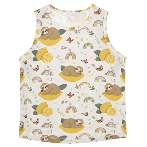 Boys' Tank Top Shirt Sloth Lemon Rainbow Pattern Sleeveless T-Shirts