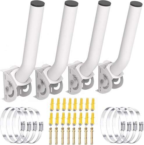 Image of Universal Wireless Bridge Mount | Pole & Wall-Mounted Antenna Mast for Outdoor Antennas, Starlink Extender, Weather Stations & WiFi Extenders | 1.36'' Diameter x 11'' Length (White-4Pack)