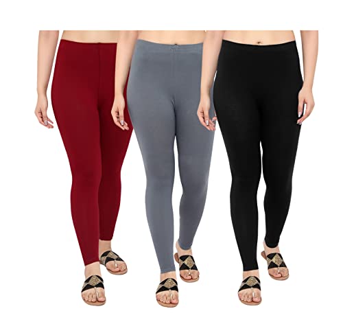 Image of NGT Super Cotton (Pack of 3) Ankle Length Leggings for Women and Girls.