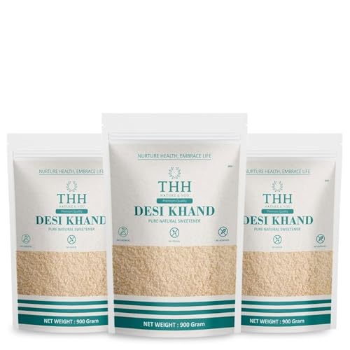 Image of THH Desi Khand khandsari Raw Sugar (Natural & Unprocessed) 900g x 3 (2.7kg)