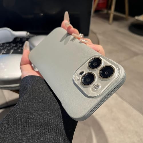 Protection objectif en verre pour coque iPhone 15 Pro en cuir respirant sans cadre grise