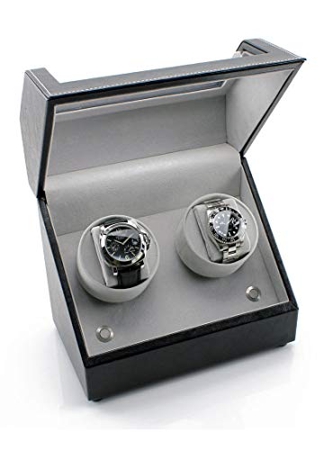 Heiden Battery Powered Double Watch Winder In Black Leather #TOP2