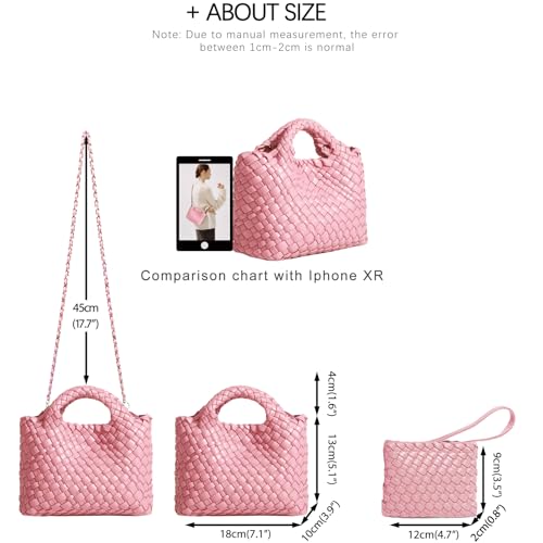 Image of Woven Tote Bag for Women with Coin Purse, Foldable Chain Small Crossbody Handbags, Fashion Shoulder Bag, Hobo Satchel