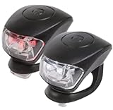 intermitentes para bicicletas 3 MODOS DE LUZ: Kit de luces delantera y trasera para aumentar la visibilidad y seguridad a los ciclistas en la ciudad. El conjunto se compone de una luz delantera y una luz trasera, cada uno equipado con dos LED de alta luminosidad que se encienden de forma continua o intermitente: Un modo continuo y dos modos con luz intermitente.