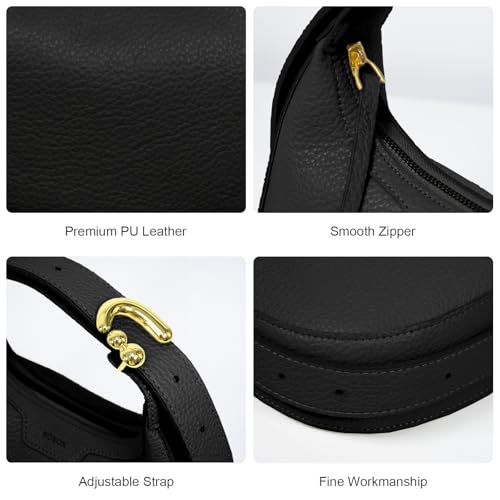 Bolso de hombro en forma de creciente de cuero LassZone para mujer, bolso cruzado, bolso tipo silla de montar, elegante bolso tipo satchel miniatura 6