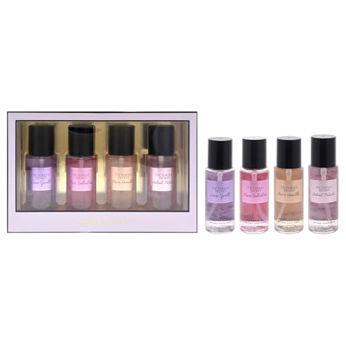 Victorias Secret The Best of Mist Set for Women - 4 Pc Gift Set with Love Spell & Pure Seduction Fragrance Mists