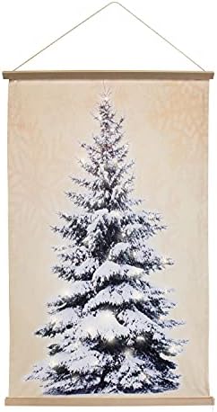The Christmas Workshop 71119 Pre-Lit Christmas Tree Wall Art / Durable Fabric Tapestry / Warm White LEDs / Decorative Wall Hanging
