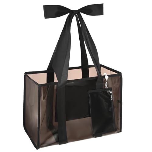Beach Bag-Tote Bag for Women with Zipper Inner Pocket & Detachable Bow&Touchscreen Pouch Large Shoulder Bag for Pool
