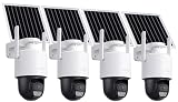 Anona Solar Security Camera Wireless Outdoor, 2.5K 4MP 360° Coverage PTZ Cameras, 24/7 AOV Recording, Color Night Vision, AI Human Detection, Auto Tracking, No Monthly Fee, IP66, 2.4GHz Wi-Fi, 4 Pack