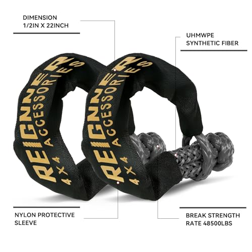 Kinetic Recovery Rope, 48500Lbs(1\'\' x 20ft Gray), Kinetic Rope Recovery Kit with 2 Soft Shackles, Heavy Duty Offroad Snatch Strap, 35% High Elasticity Tow Ropes for Trucks SUV UTV ATV Tractor - Thumbnail 4