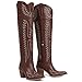 CELNEPHO Cowboy Boots For Women Over The Knee Western Boots With Classic Embroidered Chunky Heel Slip On Zipper Square Toe Fashion Cowgirl Thigh High Boots For Women