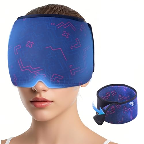 Hilph Migraine Relief Cap Ice Head Wrap with Adjustable Design, Soft Gel Headache Hat Ice Pack Mask, Cold Compression Migraine Ice Head Wrap for Tension, Sinus, Hangover