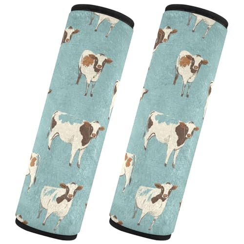 Seat Belt Covers 2 Pack Cows Car Seat Strap Covers Super Soft Car Seat Neck Cover for Boys Girls Adults Babies M