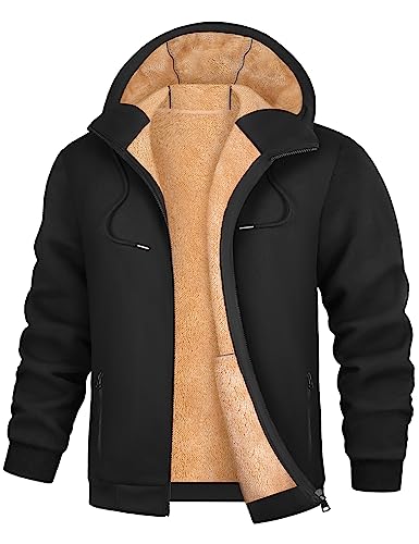UMIPUBO Sweatjacke Herren Fleecejacke Winter Warm Kapuzenpullover Zipper Hoodie Bequemes und Warmes Casual Sweatshirt mit Kapuze Kapuzenjacke(Schwarz,XL)