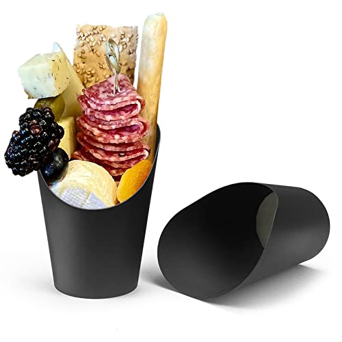 CAMKYDE 50 Pcs French Fries Holder, 14oz Disposable Paper French Fry Cups Charcuterie Cups for all Occasions (14oz, Black) by CAMKYDE - Used condition - US$12.53