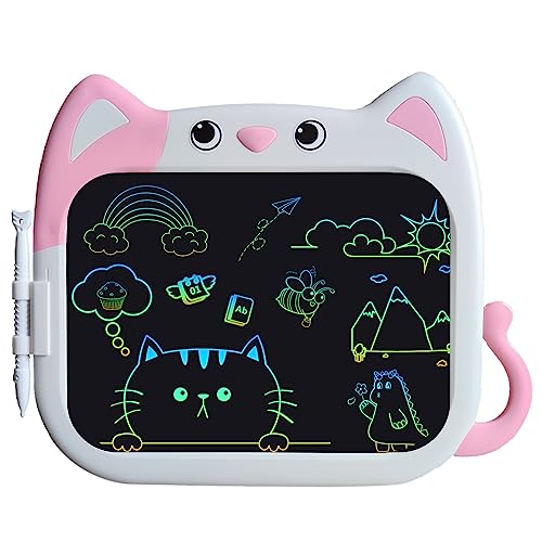 JOEAIS LCD Drawing Tablet for Kids 10 Inch, Cartoon Cat Design Kids Toys Drawing Pad Doodle Board, Educational Writing Tablet, Travel Toys for Toddlers, Idea Gifts for Boys and Girls (Pink)