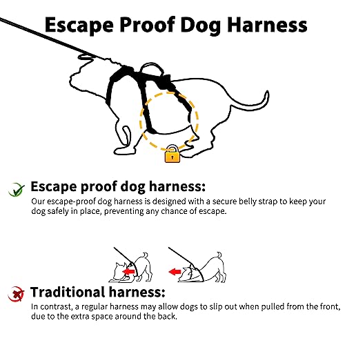 Image of Huntboo Escape Proof Dog Harness, Escape Artist Harness, Reflective Harness with Padded Handle, Breathable, Durable, Adjustable Vest for Medium Dogs Walking, Training, and Running Gear (Rose red, L)