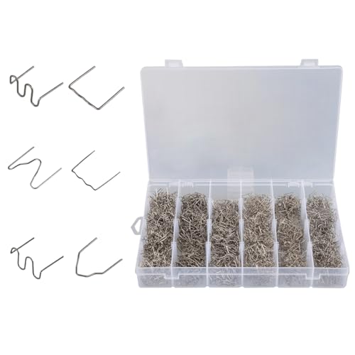 SHMZK 3000 PCS Plastic Welding Staples, 6 Types Hot Staples Welding Rods with Storage Box, Plastic Welding Wave Staples for Repair All Car Bumpers Plastic Cracks Plastic Handmade