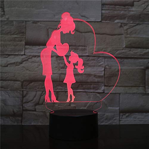 3D Illusion Madre e hija Lámpara luces de la noche ajustable 7 colores LED Creative Interruptor táctil estéreo visual atmósfera mesa regalo para Navidad