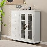 💖 Mehrzweckschrank - Dieses Sideboard dient nicht nur als Buffetschrank, sondern kann auch als Küchenschrank, Eingangstisch oder Kaffeestation verwendet werden. Somit können Sie unseren Buffetschrank frei in der Küche, im Wohnzimmer, im Schlafzimmer, im Flur oder im Eingangsbereich nutzen.