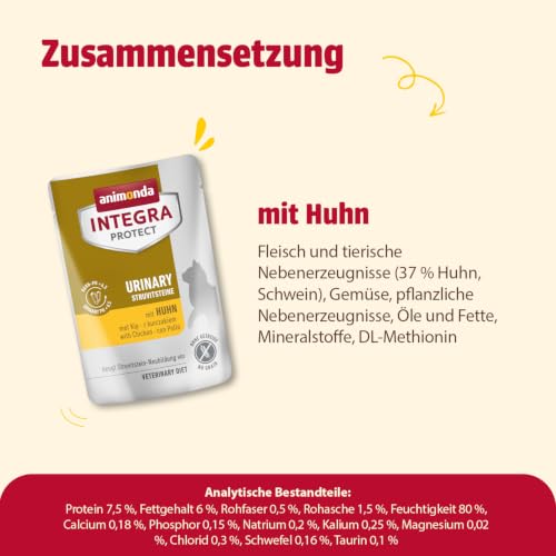 animonda INTEGRA PROTECT Katzenfutter nass Urinary Struvitstein mit Huhn (8 x 85g), vom Tierarzt empfohlen bei Harnsteinen, mit Veterinären entwickeltes Diätalleinfutter für erwachsene Katzen