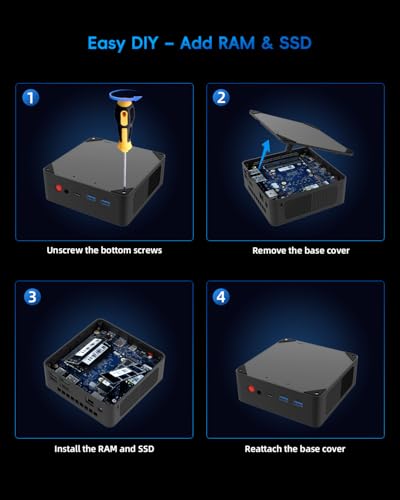 Image of Barebone Mini PC, AMD Ryzen 5 3500U (4C /8T, up to 3.7GHz), Without RAM /SSD /OS, Desktop Computer for Home Office Business Students, Triple 4K Display via USB-C /HDMI /DP, 3X USB 3.2, WiFi, BT