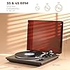GLENCREAG Vinyl Record Player with AT-3600L Cartridge & 60W Speakers, 2-Speed Belt-Drive Turntable, Built-in Phono Preamp, BT Output Input & AUX-in, Auto Stop #5