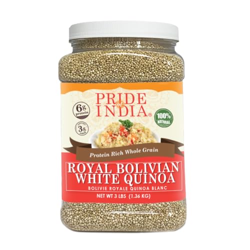 Pride Of India - Natural White Royal Quinoa - Superior Grade Whole Grain, 3 lbs Jar