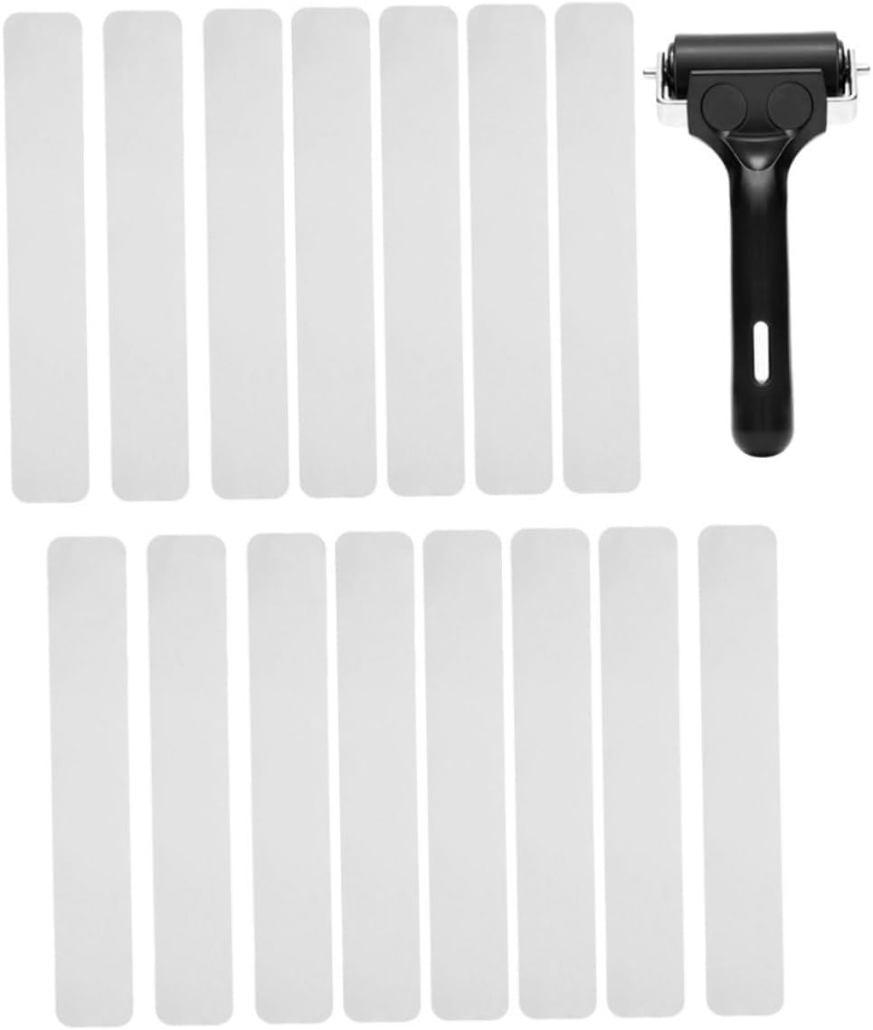 Ciieeo 15 Pcs Anti-slip Tape Strips with Roller for Bathroom, Pool, and Stair Safety, Self-adhesive Non-skid Grip Strips 4x24in for Wet Surfaces