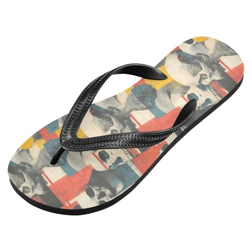 Flip Flop Sandals Vintage Skulls Print for Women Men Beach Outdoor XS2