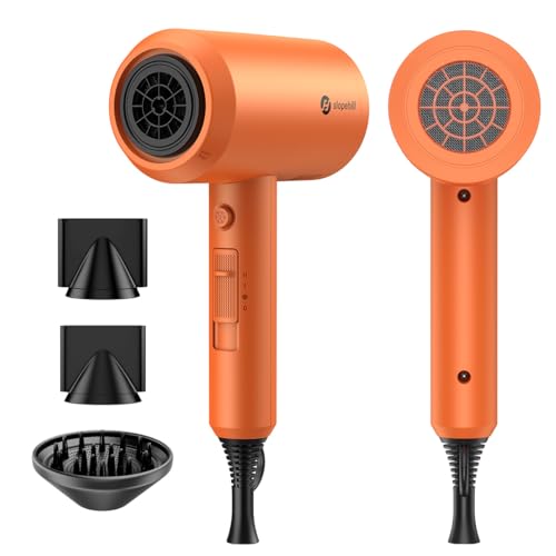Image of Slopehill Professional Ionic Hair Dryer, Powerful 1800W Fast Drying Low Noise Blow Dryer with 2 Concentrator Nozzle 1 Diffuser Attachments for Home Salon Travel (Cosmic Orange)