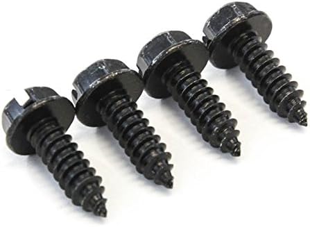 Red Hound Auto 4 Black License Plate Screws Set of Four (Zinc Plated) Car Truck Premium New