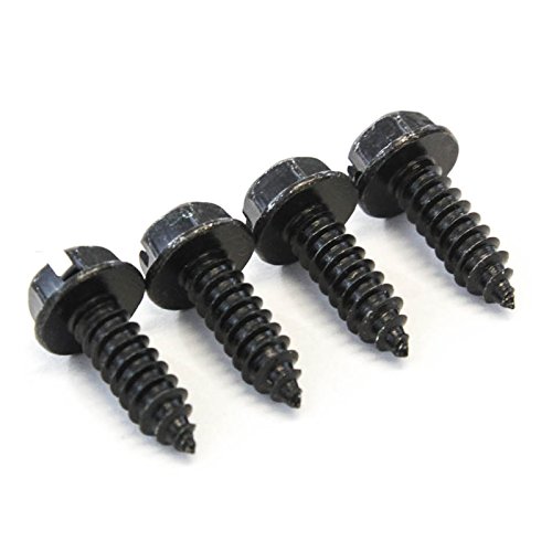 Red Hound Auto 4 Black License Plate Screws Set Of Four (Zinc Plated) Car Truck Premium New #TOP1