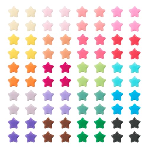 Cheriswelry 600Pcs Acrylic Star Beads Opaque Star Plastic Spacer Beads Rainbow Color Bracelet Bead 9mm for DIY Necklace Lanyard Jewelry Making Crafts