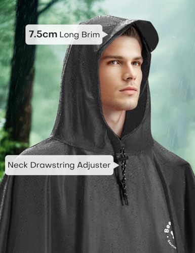 Beesgarden Leichter Wasserdichter Regenponcho mit TPU-Beschichtung, 8000mm Wasserdichte Bewertung, Damen Herren Tragbares Atmungsaktiver Wiederverwendbar Regenjacken für Camping Wandern Fahrrad Angeln