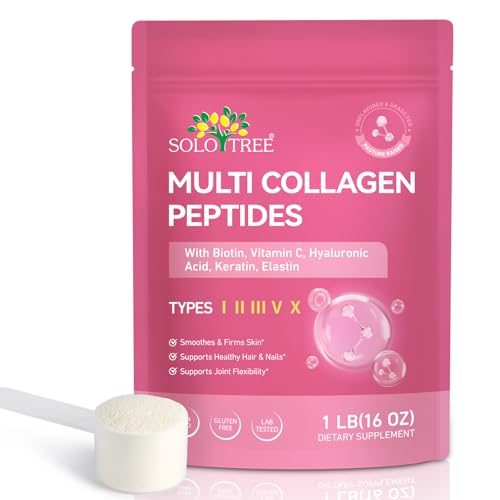 Multi Collagen Peptides Powder | Types I, II, III, V & X | With Biotin, Vitamin C, Hyaluronic Acid, Keratin & Elastin | Grass-Fed & Pasture-Raised | 454g