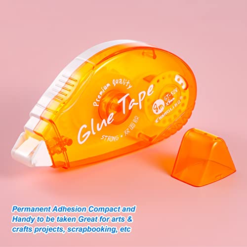 FANTESI 6 Stück Kleberoller, Doppelseitiges Klebeband, Neueste Roller Kleben mit reißfestem PET-Band, Klebebandroller für Scrapbook, Fotos, Basteln, Sammelalbum, Schule und Büro(8mm x 8m)