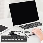 7-Port USB Hub with Independent Led Indicators Portable Multi USB Connector Splitter for Laptop 2.0 Expander for Keyboard Mouse Flash Drive Connectivity Lightweight and Travel Friendly