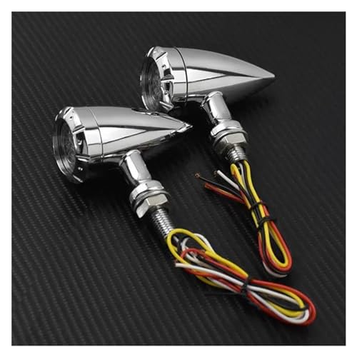 Clignotants universels de moto chrome avec feu de frein ambre pour Cafe Racer et Chopper