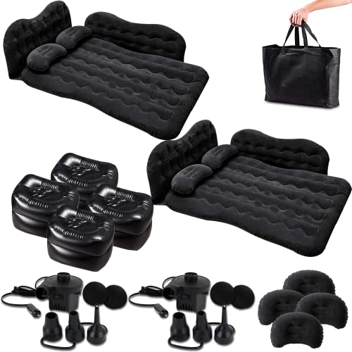 Zento Deals Bed for Car Inflatable Car Air Mattress Camping Bed Back Seat Mattress – Portable Travel Bed with Pillows – Travel Camping Sleeping Outdoor Bed – Universal Car SUV Truck and RV… (Pack 2)