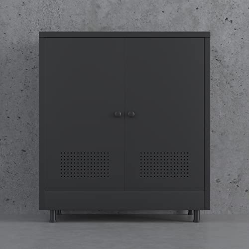 Armoire métal noire étagère réglable 68 kg JINKUR