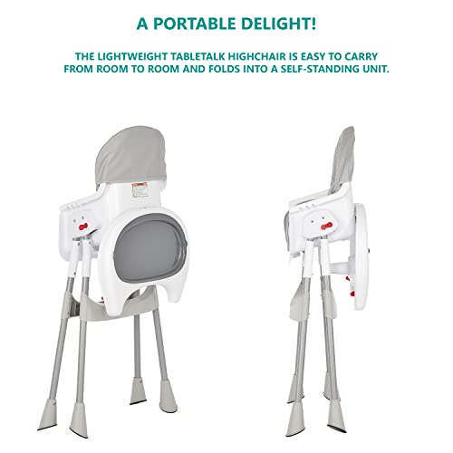 Dream On Me Portable 2-In-1 Tabletalk High Chair, Convertible Compact High Chair, Light Weight Portable Highchair, Grey #TOP4
