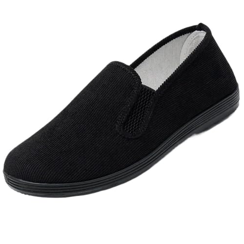Men's Vintage Casual Corduroy Sneakers Solid Color Breathable Canvas Lazy Shoes Slip-On for Summer