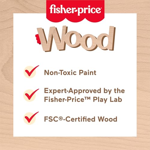 Fisher-Price Wood Pretend Play Coffee Shop & Toy Register, 20-Piece Wooden Food Playset for Preschool Kids Ages 3+ Years - Image 3