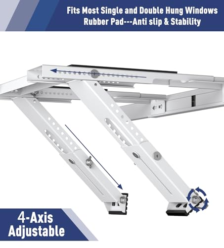 Image of No Drilling Window AC Support Bracket, Adjustable Support Fits Single & Double-Hung Windows, Air Conditioner Holder Bracket Heavy Duty Steel Holds Up to 300lbs, for 5000-24000 BTU Units