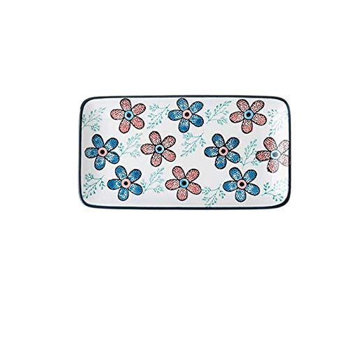 Piatto da cena/piatto da dessert Piatto dipinto a mano cena ceramica, piatto prima colazione, piatto rettangolare, piatto piano, non dissolvenza 22.5 * 13.2cm Servizio da Tavola/Piatti da tavola